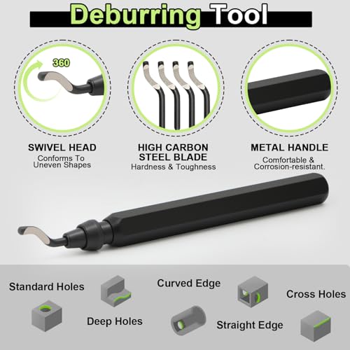 Pack of 56 Deburring 3D Printing Kit, 3D Printer Tool with Nozzle Cleaning Set, Carving Set, Deburring Tool, File Set, Cleaning Needles, Side Cutters, Small, Deburring Tool for Cleaning Maintenance 56 pieces