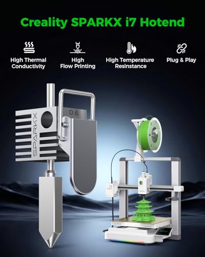 Creality Official SPARKX i7 Hotend with 0.2 mm Nozzle, All Metal Integrated Extruder Hot End, 300℃ High Temperature Resistance, 3D Printer Heating Block Replacement Accessories for SPARKX i7 Combo 0.2mm