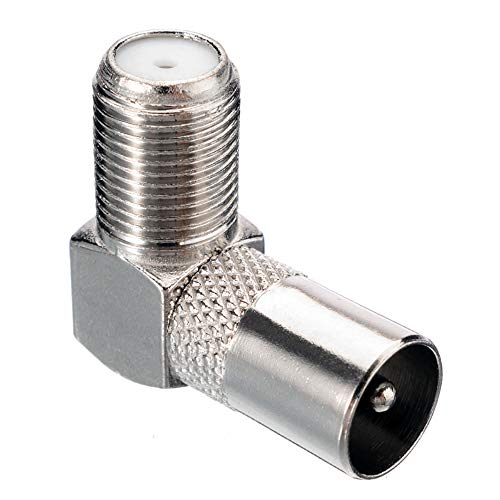Greluma 4pcs 90 Degree F Type Female to PAL Male/Female Right Angle Satellite Antenna RF Coaxial Adapter F TV Connector Angle-4