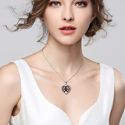 QeenseKc Heart Tree Life Cremation Urn Necklaces for Ashes Big Crystal Memorial Urn Locket Pendant Necklace for Human Pet