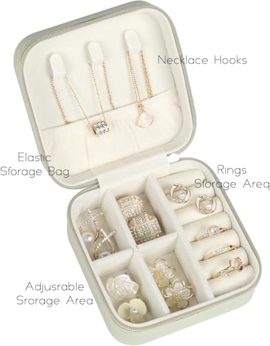 SLOZO Travel Jewelry Case, Travel Jewelry Box, Mini Jewelry Travel Case, Jewelry Organizer Case, Portable Small Jewelry Organizer Storage Boxes - Best Gift for Women Girls. Green 4pcs
