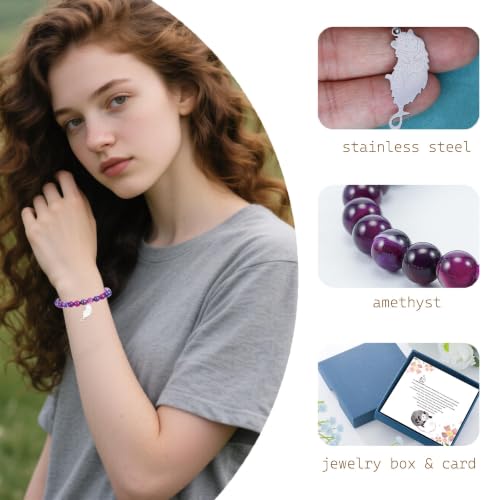 PARTNER Cute Possum Gifts Natural Stone Bracelet for Women Healing Crystal Wild Animal Opossum Charm Jewelry
