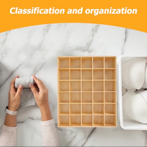 Zerodeko Stackable Jewelry Organizer Tray with 30 Compartments Wooden Storage Box for Earrings Necklaces Bracelets and Keys Drawer Organizer for Home and Closet