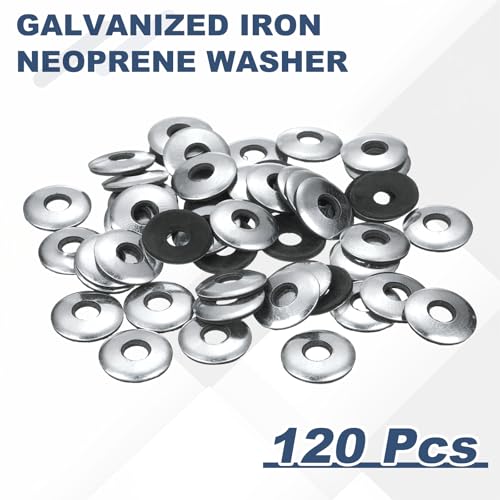uxcell 120-piece EPDM bonded sealing rubber washers, 5/16 x 7/8 inch galvanized iron for screws and bolts
