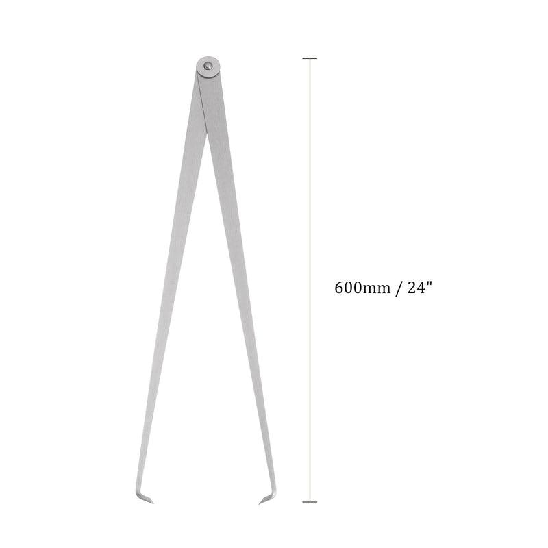 [Australia - AusPower] - Firm Joint Inside Caliper - [24 Inch] Stainless Metal Firm Friction Joint Measurement Tool for Size Measuring Use, Silver Tone 24 Inch 