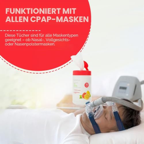 Purdoux 100% Cotton CPAP Mask Wet Wipes with Grapefruit Lemon Scent, 70 Wipes