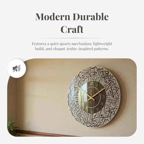 MagiDeal 30cm Religious Islamic Calligraphy Wall Clock, Acrylic Wall Clock Islamic Home Decor, Silent for Living Room Decorative, Black Black a