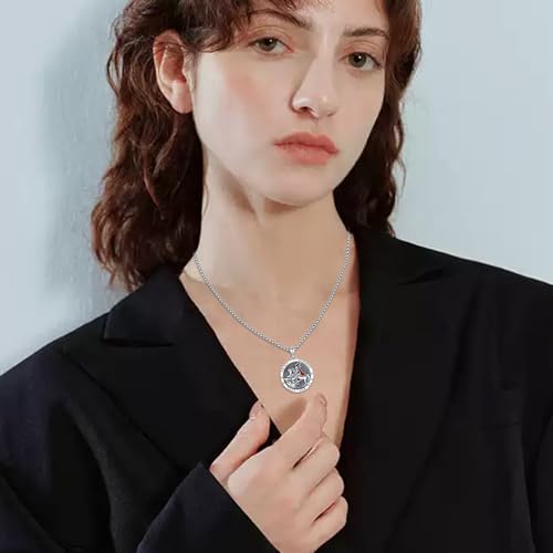 Saint George Necklace 925 Sterling Silver Saint Medal Chain Protect Us Amulet Jewelry Gift for Men Women with 2.5mm 22+2 inch Rolo Chains