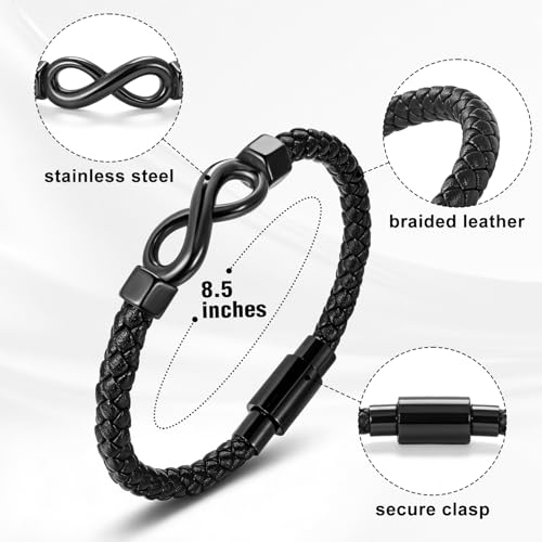 Dletay Urn Bracelet for Ashes Leather Infinity Cremation Bracelet for Men Women Memorial Ashes Keepsake