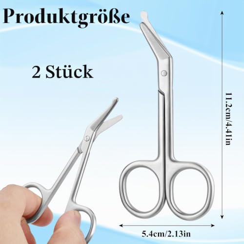 Pack of 2 Ostomy Scissors Curved with Rounded Tip, Silver | Medical Bandage Scissors Stainless Steel Ostomy Accessories for Colostomy & Ileostomy Bag