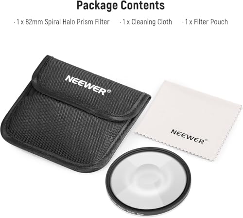 NEEWER 82mm Spiral Halo Camera Lens Filter, Prism K9 Optical Glass Special Effects Filter Photography Camera Lens Accessories with Tunnel Vision Warped Circular Halo Frame Effect