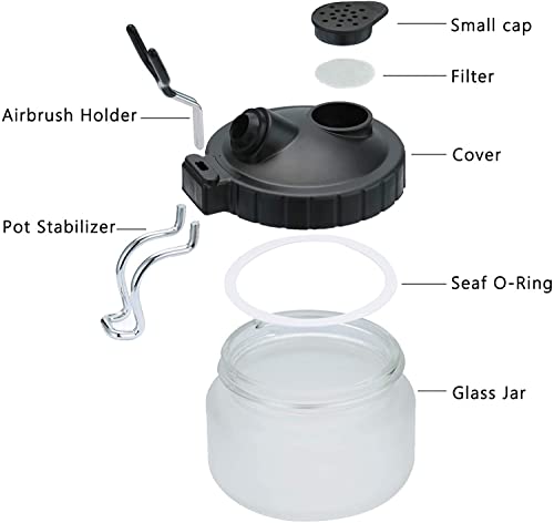 Airbrush Cleaning Kit AILHOMEWELL Airbrush Clean Pot Glass Cleaning Jar with Holder 5pc Cleaning Needles/5pc Cleaning Brushes/1 Wash Needle/3 Extra Filters Airbrush Cleaner kit Airbrush Gun Wash
