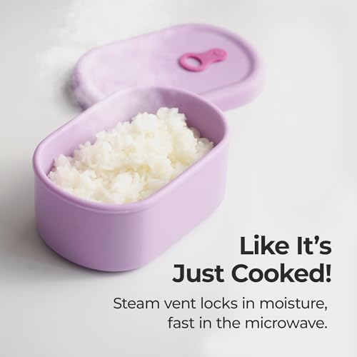 Colorful SIMVOLA Korean silicone food containers with steam vents, 12 fl oz capacity, 4-piece set, ideal for storing and reheating food.