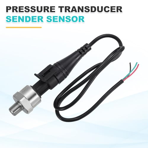 sourcing map Pressure Transducer Sender Sensor with Connector, 1/8" NPT 100 PSI Stainless Steel Pressure Transmitter for Oil Fuel Water Air