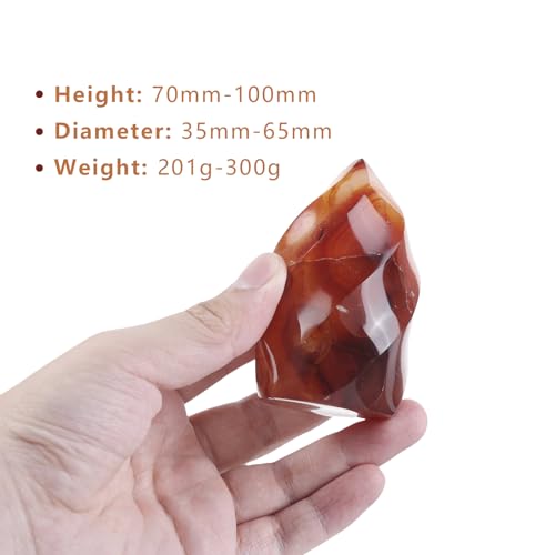 Carnelian Flame Shaped Stone Tower Decor for Home Office Carnelian 0.44-0.66lb(201g-300g)