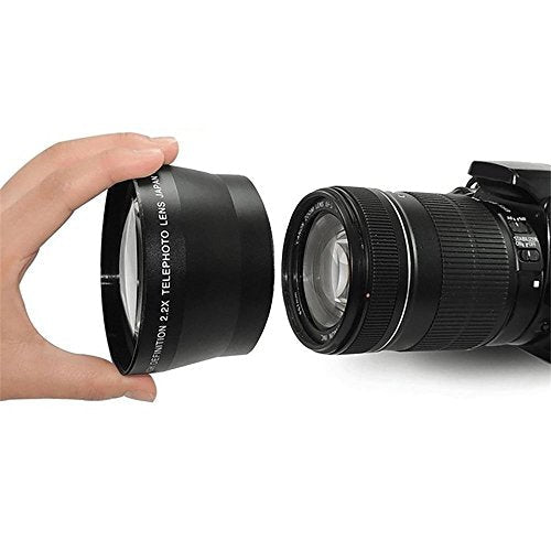 43mm 2.2X Telephoto Lens for Canon Vixia HF R80, R82, R800, R70, R72, R700, R30, R32, HFM40, HFM41, HFM50, HFM52, HFM400, HFM500 Camcorder (Pack of 2) Telephoto Lens (Pack of 2)