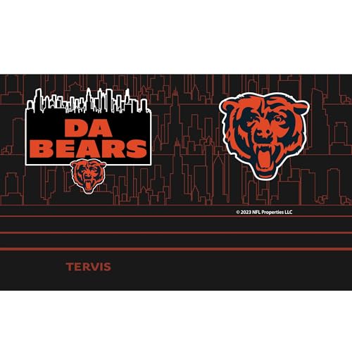 Tervis Traveler NFL Chicago Bears - Da Bears Slogan Triple Walled Insulated Tumbler Travel Cup Keeps Drinks Cold & Hot, 20oz, Stainless Steel Multicolor