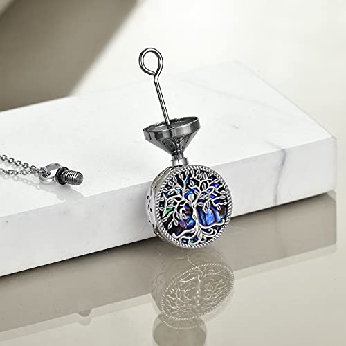 YAFEINI Tree of Life Locket Necklace 925 Sterling Silver Family Tree of Life Abalone/Mother of Pearl Locket Necklace that Holds Pictures for Women Jewelry