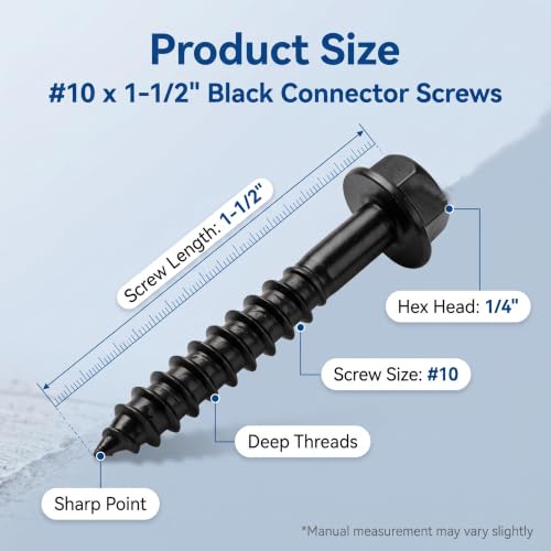 Lakapre black #10 x 1-1/2 inch connector screws for joist hangers and structural wood fastening