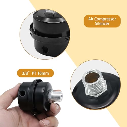 DTMTD 16mm air compressor intake silencer 4-pack with filter, 3/8-inch pneumatic mufflerդրբեջ