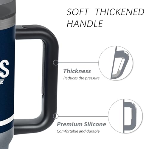 Tumbler 30oz Straight Skinny Portable Handle Car Cups With Anti slip Sleeve Straw Dust Cover, Sports Travel, Stainless Steel Insulated Gifts for Men Women Fans Dallas