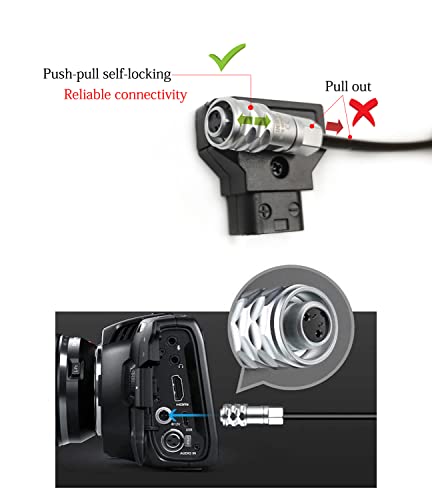 BMPCC 4K 6K Pro Flexible Power Cable, D-tap to Weipu SF6 2 Pin Female for Blackmagic Pocket Cinema Camera from Gold Mount V-Mount Battery (7.8" Straight Plug) 7.8 INCH/20CM Straight Plug