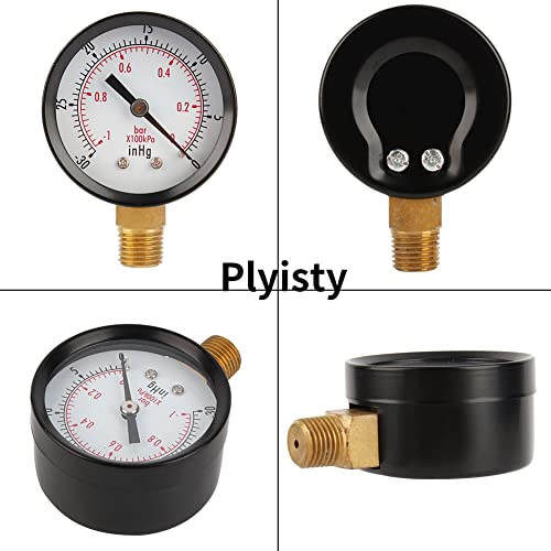 Vacuum Pressure Gauge, Vacuum Gauge 2 Inch for Air Compressor Water Oil Gas 1/4 Inch NPT Lower Bracket MF.0 ~ -30inHg 0 ~ -1bar Universal Vacuum Pressure Gauge with 50 Diameters 1/4 NPT