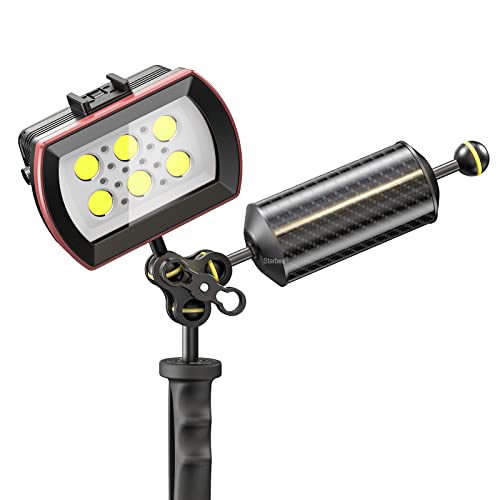 Seafrogs Carbon Fiber Underwater Float Arm, Dual Ball Lightweight Buoyancy Arm for Diving Tray, Video Light, and Strobe - Compatible with Underwater Photography Accessories (8inch D60mm) GA-6