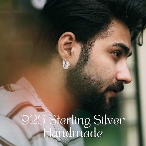 Halukakah Men's Moissanite Cross Earrings Total D1,0 ct in Platinum Plated 925 Silver with Certificate, Prong Setting 6 Lab Diamonds Stud Earring, for First Holy Communicon, Celebrations, and Birthday