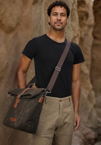 WELKINLAND 6H Insulation leakproof waxed canvas lunch bag with 20L capacity, featuring a sturdy handle and spacious interior.
