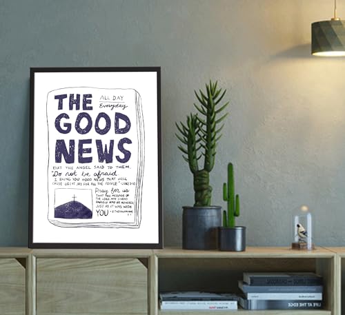 Modern Bible Verse Wall Art The Good News Canvas Prints Artaesthetic Christian Wall Decor Luke 2:10 Posters Pictures Inspirational Quotes Painting Paintings For Christian Office Church Unframed 12"L x 16"W Good News Posters
