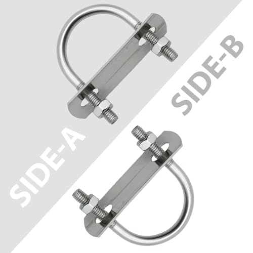 Aynaxcol 16-piece M6 round U bolt set, 34 x 53 mm clamps with nuts, plates, and washers for DN25 pipes