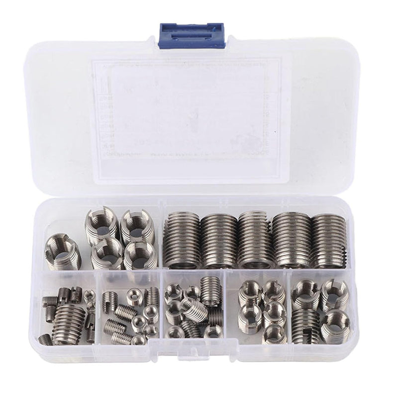 AUNMAS 50Pcs Threaded Inserts, M3 M4 M5 M6 M8 M10 Stainless Steel Self Tapping Thread Insert Screws with Storage Case Thread Reinforce Repair Tool