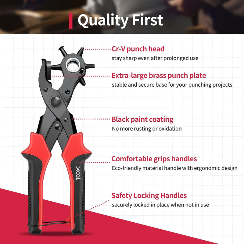 Leather Hole Punch,Belt Hole Puncher for Leather, Revolving Punch Plier Kit,Leather Punch Plier for Leather, Belts, Watches, Handbags, Leather Punch Tool for Belts Diameter : 4.5/4 /3.5/3/2.5/2mm. 17oz