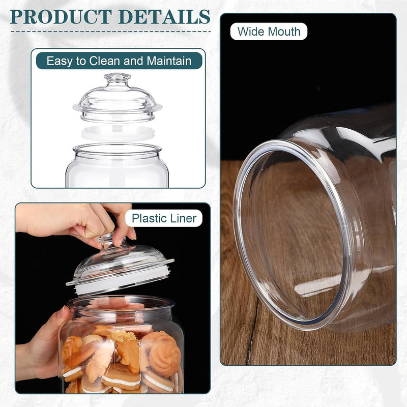 Rocutus Candy & Cookie Jar with Airtight Lid, Plastic Candy Jar Cookie Jar Jar for Pantry Organization, Sugar, Flour, Pasta, Dog Treats, Clear Food Storage Canister & Home Decoration (1.5 Gallon) 1.5 Gallon