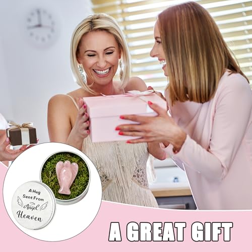 Rose Quartz Crystal Angel in Tin, Guardian Angel Gifts,Memorial Gift for Loss of Loved One, Sympathy Gifts for Women,Bereavement Gifts for Loss of Mum Dad,Condolence Gifts with Inspirational Quote