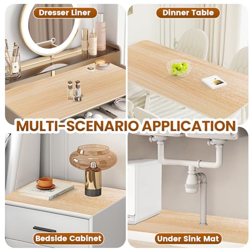 Drawer Shelf Liner for Kitchen Cabinets Non-Adhesive, Non Slip Shelf Paper Waterproof Thickened Cabinet Liners for Shelves, Strong Grip Mats for Cupboard, Dresser, Pantry, Wood-Grain, 23.6 in x 10 FT 23.6"W x 118.1"L Wood Grain Pattern