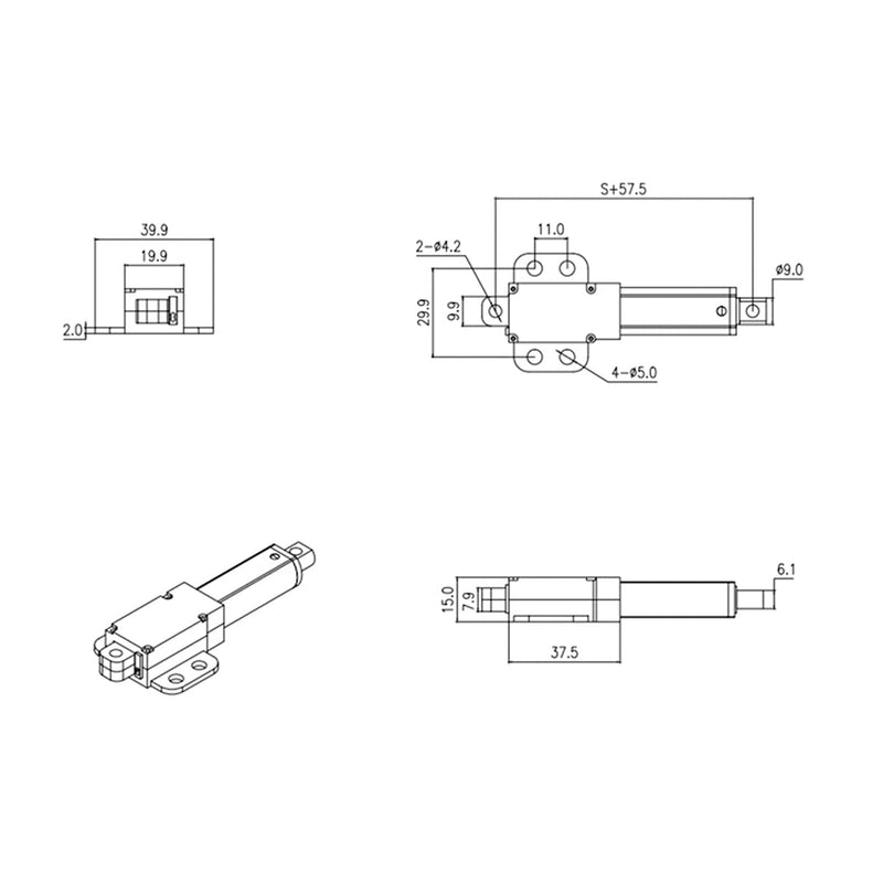 [Australia - AusPower] - Micro Linear Actuator, Mini Electric Linear Actuator Stroke 6" 12V DC, Built in Limit Switch, High Speed Low Noise, Mini Waterproof Motion Actuator for Sofa Massage Recliner Home(30mm/s-20N) 