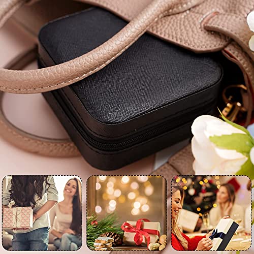 Neveika Portable Travel Mini Jewelry Box Leather Jewellery Ring Organizer Case Storage Gift Box Girls Women (4pcs black). 4