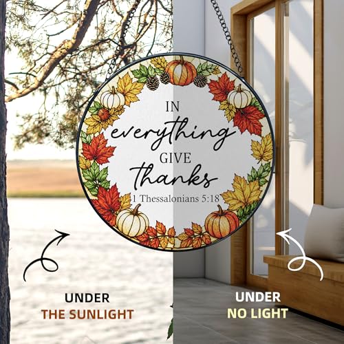 Christian Fall Stained Glass Window Hanging Suncatchers 7.9x7.9 Fall-10