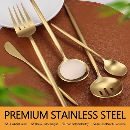Gold Serving Utensils Set,5pc Stainless Steel Serving Spoons Gold