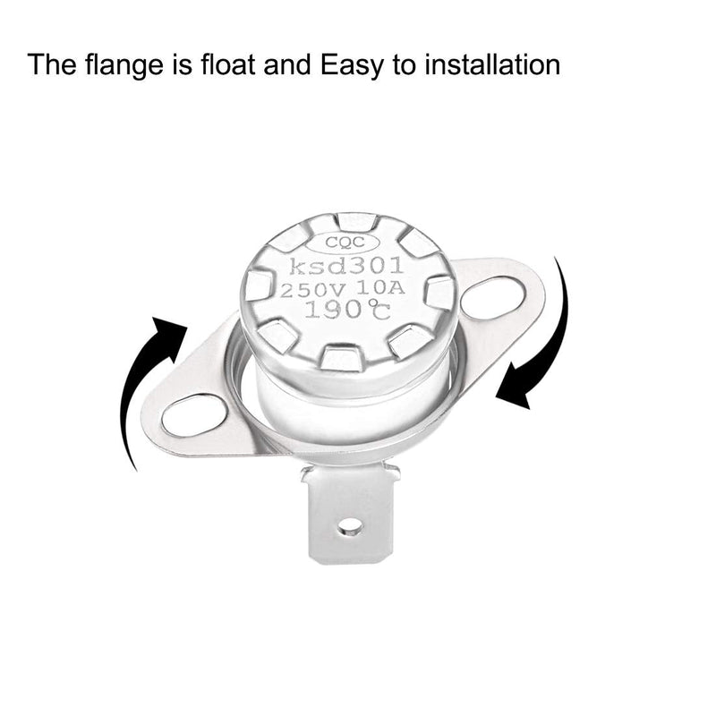 [Australia - AusPower] - sourcing map KSD301 Thermostat 190°C/374°F 10A Normally Closed N.C. Adjusting Temperature Switch with Snap Panel 