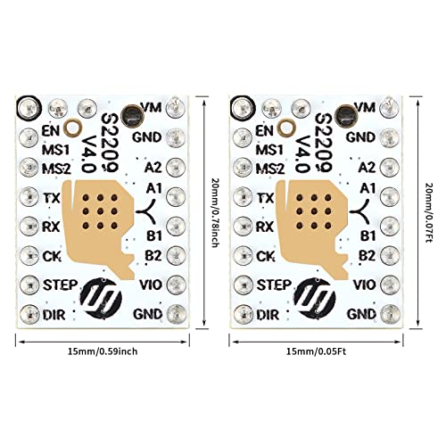 3D Printer Stepstick Mute TMC2209 V4.0 Stepper Motor Driver UART Mode with Heatsink for Reprap1.4 MKS Gen/SKR V1.3 Ramps MKS GEN L1.4/1.5/1.6 Ramps Control Board-5Pcs