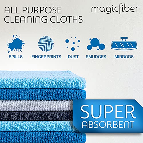 MagicFiber 42 PK - 12 Household Microfiber Cleaning Cloths + 30 Glasses Microfiber Cleaning Cloths - Premium Kitchen Towels and Glasses Wipes