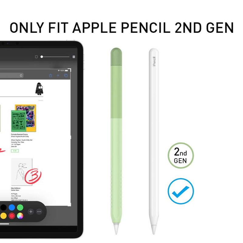 [Australia - AusPower] - Delidigi Pencil Case Compatible with Apple Pencil 2nd Generation Case, Gradient Color Case Sleeve Silicone Cover Accessories for Apple Pencil 2nd Gen Green 