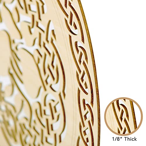 Fourth Level MFG 12" Tree of Life, Ancient Celtic Wood Wall Art, Physical and Spiritual Connection Symbol, Sacred Gaelic Sculpture for Hanging Home Decor Celtic Knot Tree of Life