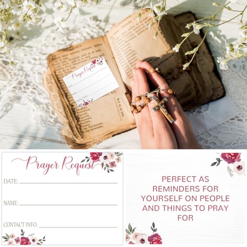 Croblissful Prayer Request Box with 100 Pcs Prayer Cards, Wooden, Flowers