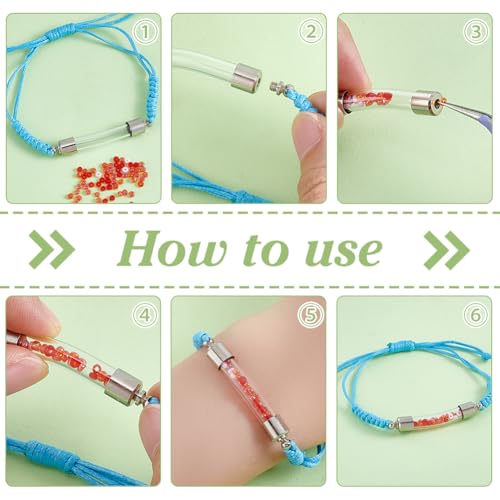 PH PandaHall 8 Colors Glass Vial Pendant Bracelet Adjustable Waxed Thread