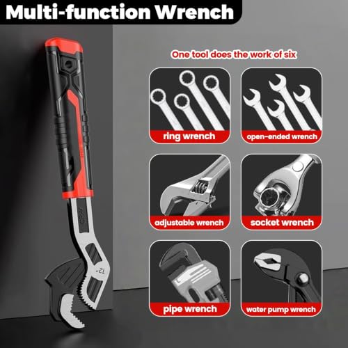 4 Pack Self Adjusting Pipe Wrench Set, 6" 8" 10" 12" Plumbers Wrench 6”+8”+10”+12”