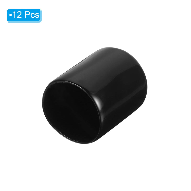 [Australia - AusPower] - PATIKIL 5/8" ID Round Rubber End Caps, 12 Pcs Rubber Bolt Covers Caps PVC Rubber Screw Covers Flexible Screw Thread Protector Caps for Metal Tube Rod Bolt, Black 